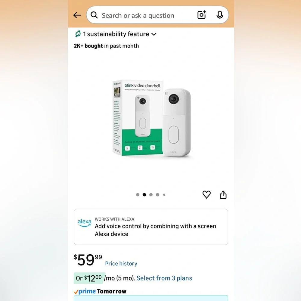Amazon Blink Video Doorbell - White